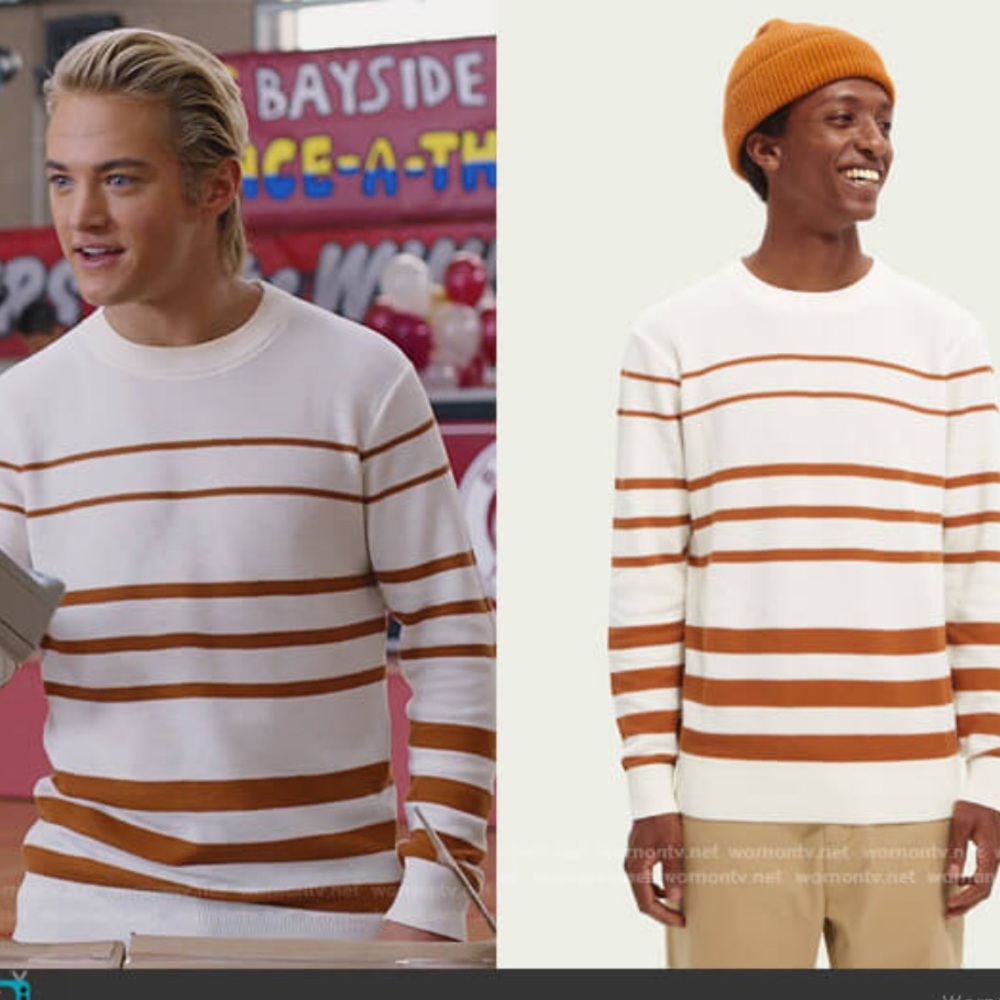 Scotch and Soda Pullover Striped White and Brown‎ Men's Sweater As seen on Tv